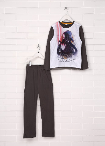 Темно-сіра всесезон піжама (лонгслів, брюки) лонгслив + брюки Star Wars