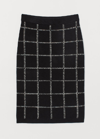 Черно-белая кэжуал в клетку юбка H&M карандаш