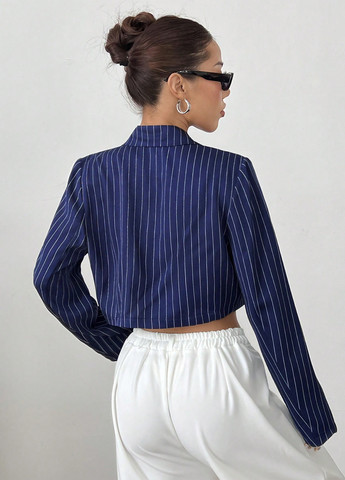 Темно-синий женский жакет SHEIN полосатый - всесезон