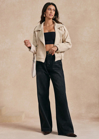 Світло-бежева демісезонна куртка косуха SHEIN