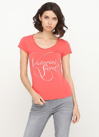 Коралловая летняя футболка Victoria's Secret