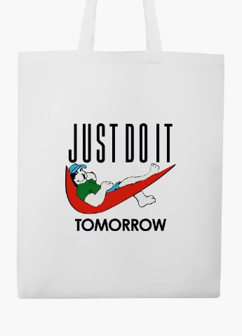 Эко сумка шоппер белая Просто сделай это завтра (JUST DO IT Tomorrow) (9227-2007-WT2) Еко сумка шоппер біла 41*35 см MobiPrint (219151233)