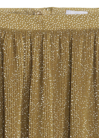 Горчичная кэжуал в горошек юбка H&M клешированная, плиссе