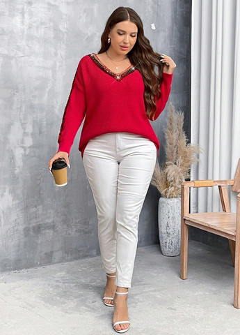 Червоний демісезонний пуловер пуловер SHEIN