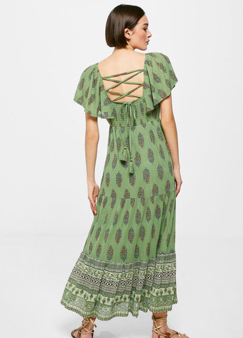 Светло-зеленое кэжуал платье а-силуэт Springfield с орнаментом
