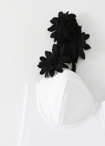 Білий літній комплект (купальник, спідниця) суцільний SHEIN