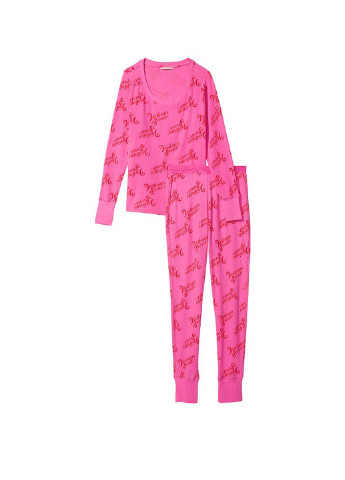 Розовая всесезон пижама (лонглив, брюки) лонгслив + брюки Victoria's Secret