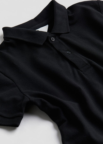 Черная детская футболка-поло H&M однотонная