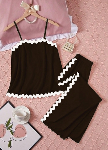 Темно-коричнева всесезон піжама (майка, штани) майка + штани SHEIN