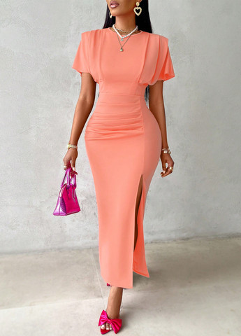 Персикова вечірня, кежуал сукня футляр SHEIN однотонна