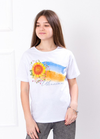 Белая летняя футболка для девочки оверсайз (подростковая) Носи своє 6333