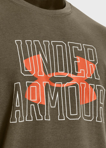Свитшот Under Armour - Прямой крой логотип хаки спортивный хлопок, трикотаж - (252884286)