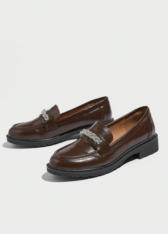 SHEIN Туфлі лофери коричневий з штучна шкіра, китай — демісезон (341743441)