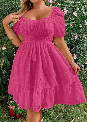 Малиновое кэжуал платье клеш SHEIN однотонное