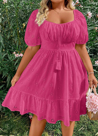 Малиновое кэжуал платье клеш SHEIN однотонное