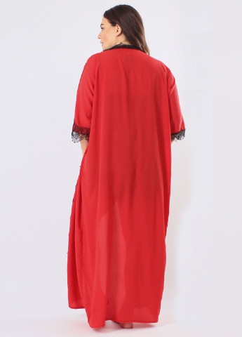 Червоний демісезонний комплект (топ, шорти, халат) Ghazel
