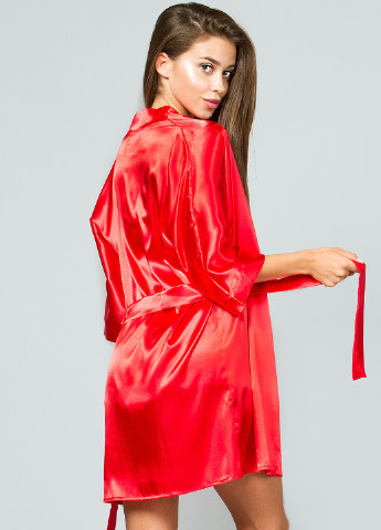 Червоний демісезонний комплект (халат, майка, шорти) Ghazel