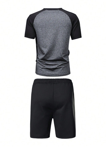 Темно-сірий літній костюм (футболка, шорти) з шортами SHEIN