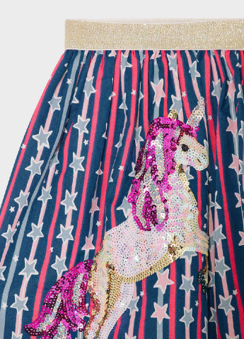 Синяя кэжуал с звездным узором юбка Monsoon Children клешированная