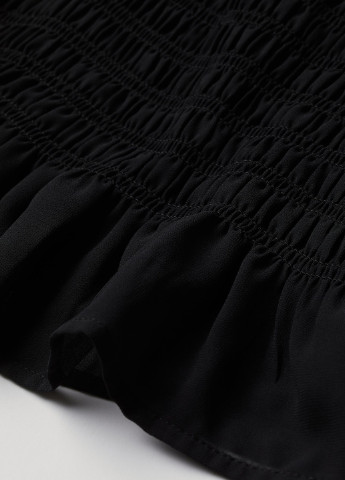 Чорна кежуал сукня з вафельним складанням H&M однотонна