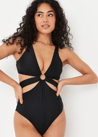 Чорний літній купальник суцільний Missguided