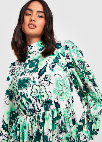 Зелена кежуал сукня з відкритою спиною Boohoo з квітковим принтом
