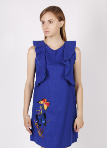 Синее вечернее платье женское электрик AAA бабочки