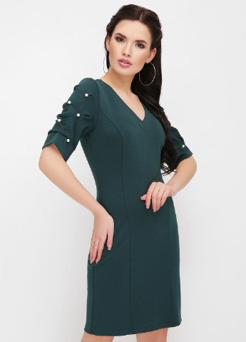 Темно-зеленое кэжуал платье футляр Fashion Up однотонное