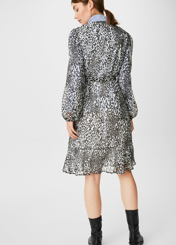 Серое кэжуал платье C&A с абстрактным узором