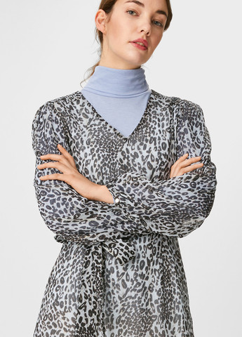 Серое кэжуал платье C&A с абстрактным узором