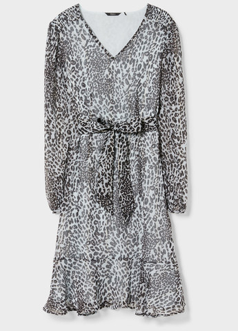 Серое кэжуал платье C&A с абстрактным узором