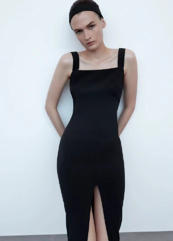 Чорна кежуал плаття, сукня Zara однотонна