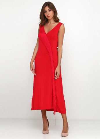 Красное вечернее платье а-силуэт Uterque однотонное