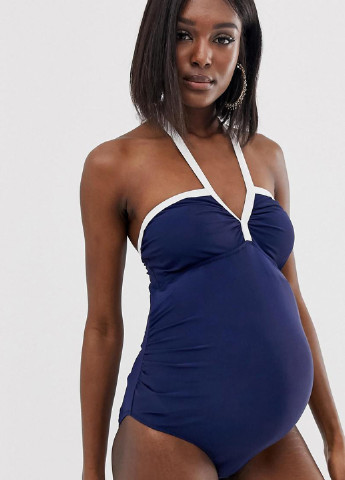 Синий летний купальник для беременных слитный Gebe