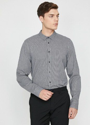 Черно-белая кэжуал рубашка с геометрическим узором KOTON