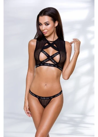 Комплект білизни DEBRA SET black XXL/XXXL - Exclusive: стрепи: топ з декольте, трусики Passion (255458377)