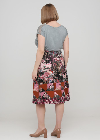 Розово-коричневая кэжуал цветочной расцветки юбка Heine клешированная