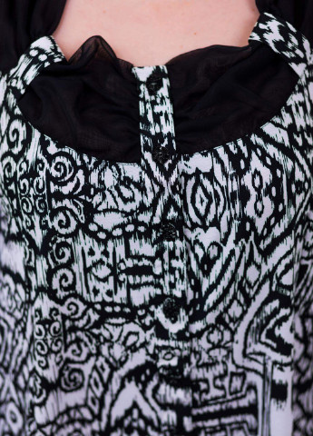 Чорна літня блуза із шифоновим рукавом східний принт габі чорна Tatiana