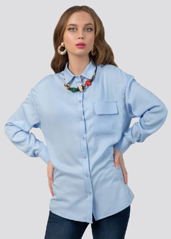 Голубой кэжуал рубашка однотонная Azuri