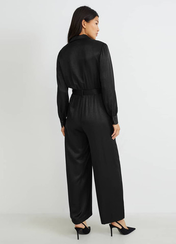 Комбінезон C&A комбінезон-брюки однотонний чорний кежуал віскоза