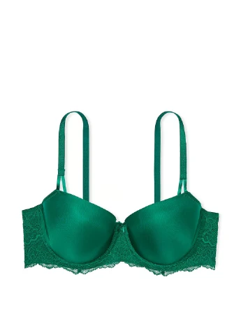 Зелёный балконет бюстгальтер Victoria's Secret с косточками полиамид