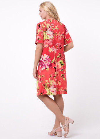 Коралловое кэжуал платье футляр A'll Posa с цветочным принтом
