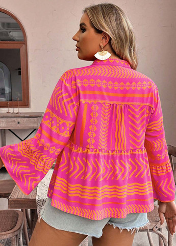 Фуксія блуза з баскою SHEIN