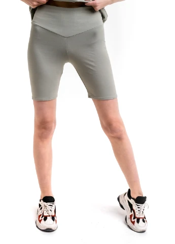 Костюм літній Comfort (Футболка жіноча Oversize + шорти велосипедки) з рефлективний принтом Perspective оливковий Intruder (233194749)