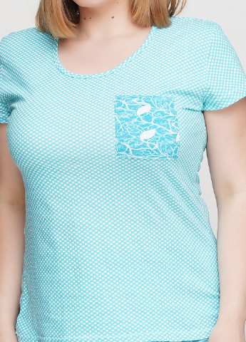 Бірюзова всесезон піжама (футболка, бриджі) Трикомир