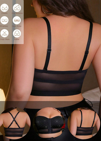 Чорний топ бюстгальтер SHEIN поліестер