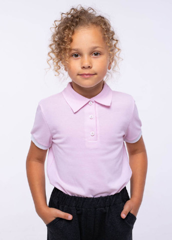 Светло-розовая детская футболка-поло для девочки Vidoli однотонная