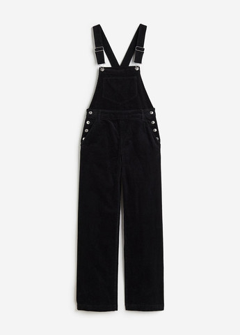 Комбинезон H&M комбинезон-брюки однотонный чёрный кэжуал хлопок, вельвет