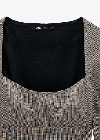 Серо-коричневое кэжуал платье футляр Zara в клетку