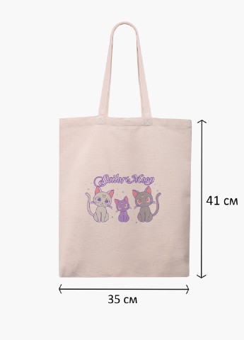 Эко сумка шоппер белая Луна Кошки Сейлор Мун (anime Sailor Moon Cats) (9227-2920-WT-1) экосумка шопер 41*35 см MobiPrint (224806243)